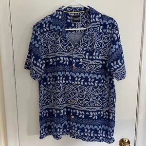 Caribbean Joe Blue & White Tropical Shirt, Men's